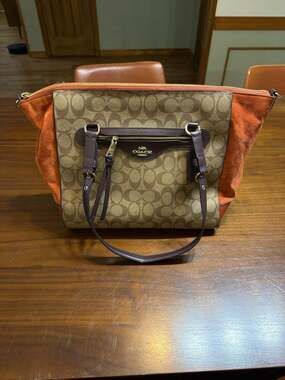 Coach Kleo Carryall in Signature Canvas and Suede Khaki Multi